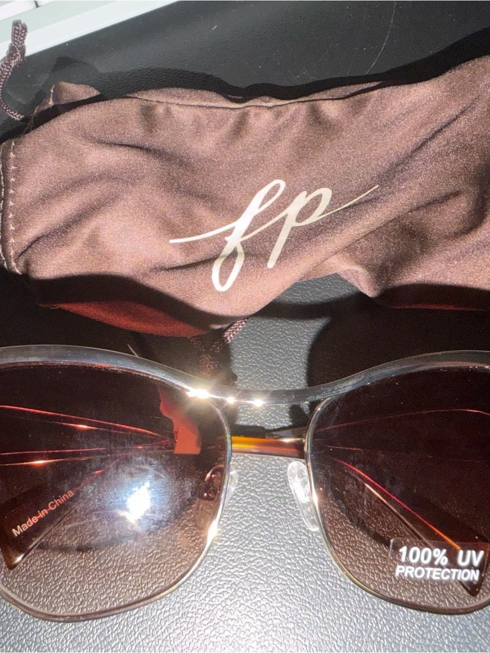 Free People Gold Frame Brown Lens Aviator Sunglasses